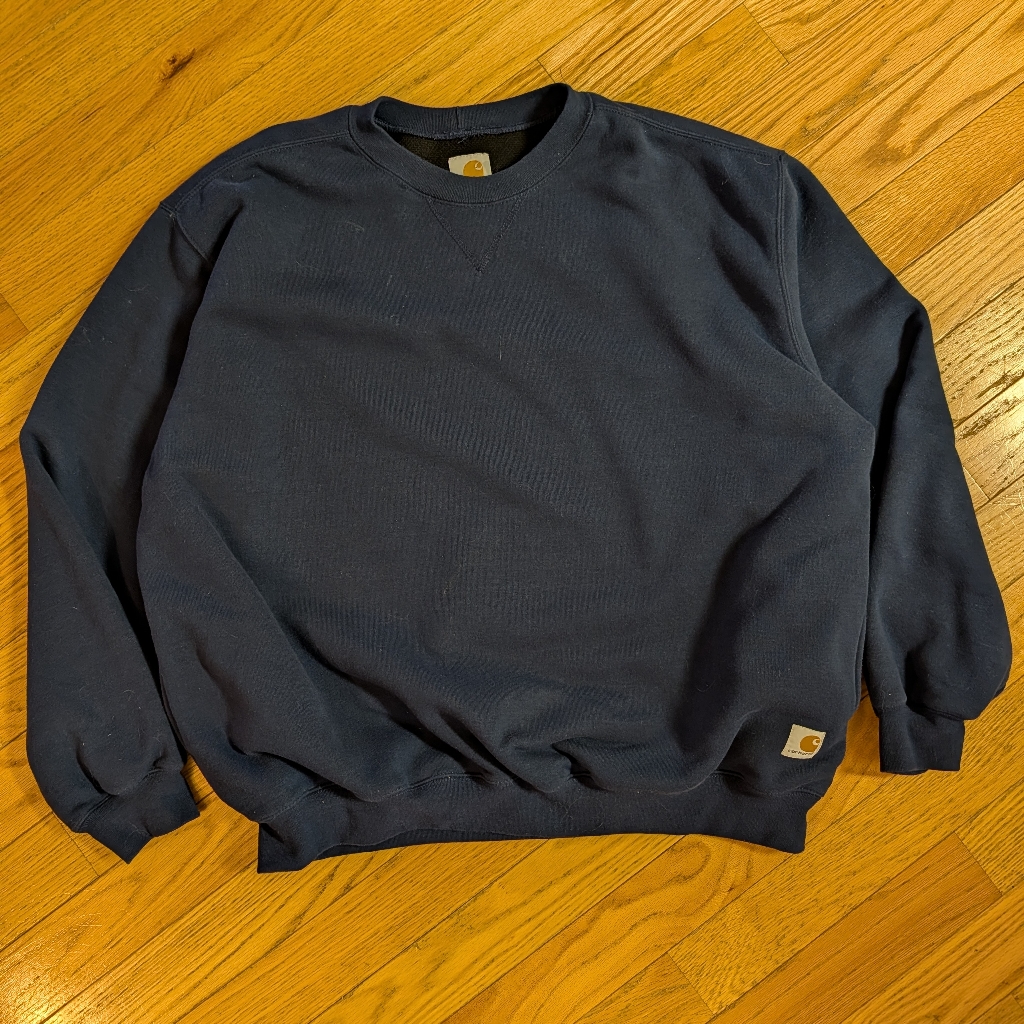 Vintage Carhartt J154 Thermal Workwear Pullover Heavyweight Crew Neck Sweatshirt